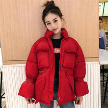 Stand Collar Winter Jacket Women Yellow Red Short Parka Cotton Padded Womens Jacket Adjustable Waist Winter Coat outerwear C5847 2024 - buy cheap