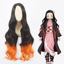 Demon Slayer: Kimetsu no Yaiba Nezuko Kamado 100cm Heat Resistant Hair Cosplay Costume Wig + Hairnet 2024 - buy cheap