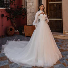 Eightree Elegant 2021 Wedding Dresses with Jacket Long Sleeve Lace Bride Dress Women High Neck Plus Size Wedding Gowns Vintage 2024 - buy cheap