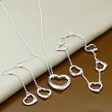 Free Shipping 925 Sterling Silver Fashion Simple Small Love Heart Jewelry Set Necklace Bracelet Earrings Bijoux Femme 2024 - buy cheap