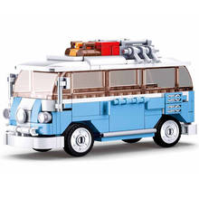 Self-Locking Bricks  Blue T1 Van Car Outdoor Camping Party RV Model Building Blocks Kids Toys For Children Birthday Gifts 2024 - buy cheap