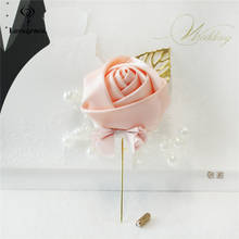 Lovegrace broche pinos de casamento dos homens corsage de seda rosa boutonniere falso pérola reunião festa de formatura decoração menina noivo boutonniere 2024 - compre barato