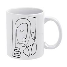 Taza blanca de arte abstracto de una línea, taza creativa de cerámica, arte abstracto de una línea, arte de línea de arte de una línea minimalista 2024 - compra barato