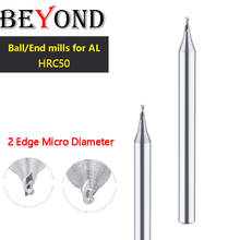 BEYOND Micro диаметр шаровая фреза для алюминиевого карбида фрезерный станок с ЧПУ центр 2 края 0,15-0,9 HRC50 2024 - купить недорого