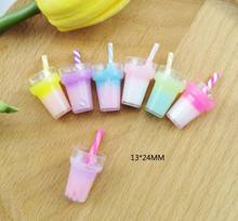 Rainbow Drink Cup Milk tea cup Resin Flat back Cabochon imitation Food Decoration Charm Crafts Key Chain Pendant Earrings 2024 - buy cheap