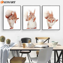 Dancing Squirrel Wall Art Animal Canvas Painting for Living Room Wall Poster Print Lovely Baby Room Decoration Picture Decor 2024 - buy cheap