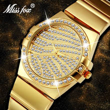 MISSFOX-Reloj de pulsera de cuarzo para mujer, accesorio de marca famosa, relojes de diseño de lujo con diamantes, color dorado 2024 - compra barato