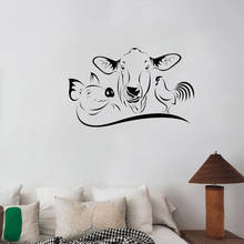 Adesivo de parede de vaca porco galo, decalque de animal para decoração de cozinha restaurante sala de jantar, arte de mural ph688 2024 - compre barato
