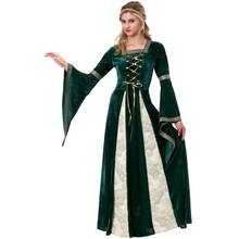 Vestido de reina europea de corte real Medieval para adultos, disfraz de princesa Noble, verde oscuro, para actuaciones de escenario de Halloween 2024 - compra barato