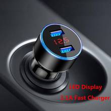 Cargador de coche USB Dual 5V/3.1A con pantalla LED, Cargador Universal de teléfono móvil para iPhone, Xiaomi, Huawei 2024 - compra barato