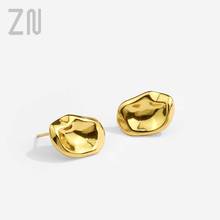 Серьги-гвоздики ZN геометрической формы женские, простые модные аксессуары для ушей в повседневном стиле, Подарочная бижутерия, креативный дизайн, 2021 2024 - купить недорого