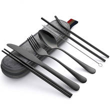 Portable Tableware Set Stainless Steel Dinnerware Box Kitchen Fork Spoon Chopsticks Reusable Utensils Set Travel School Cutlery 2024 - buy cheap