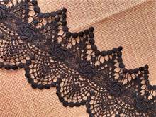 Antique Cotton Lace Trim, Black Crochet Lace, Rose Lace Trim With Scalloped 4.72 Inches Wide 1 Yard 2024 - buy cheap
