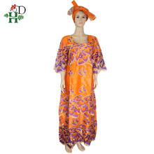 H&D Robe Africaine Traditionnelle African Ankara Dresses For Women Elegant Ladies Clothes Embroidery Bazin Dashiki Long Dress 2024 - buy cheap