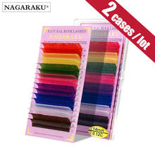 Nagaraku maquiagem de cílios postiços de cor, 2 bandejas e 8 cores de arco-íris, 16 linhas de cílios postiços de alta qualidade 2024 - compre barato