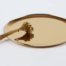 28cm Dinner Plates Gold-Multicolor Storage Tray Stainless Steel Fruit Large Tray Metal Round Shape Dessert Tea Tray Ornaments 2024 - buy cheap