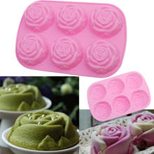 Novo molde de silicone 6 peças em formato de flor de rosa para bolo, sorvete, chocolate, pudim, sabão, cupcake, utensílios para assar bolos 2024 - compre barato