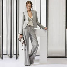Light Gray Women's Business Suits Office Uniform Designs Women Trouser Suit Female Formal Work Wear 2 Piece Sets Custom Made 2024 - buy cheap