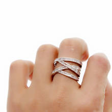 Anel de zircônio cúbico para mulheres, joias clássicas cor prata, conjunto de dedos, joia de luxo, noivado 2024 - compre barato