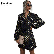 Cashiona Plus Size Women Elegant Leisure Casual Dress Long Sleeve Dot Print Party Dresses 2021 Summer Mini Short Dress Femme 2XL 2024 - buy cheap