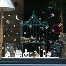 Natal decorativo decalque janela adesivos de parede de vidro removível natal feliz natal floco de neve adesivo decoração da sua casa 2024 - compre barato