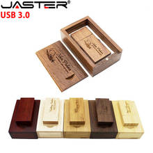 USB JASTER 3,0 usb de madera con caja de unidad flash USB pen conductor madera pendrive 4GB 8GB 16GB 32GB 64GB creativo logotipo personal 2024 - compra barato