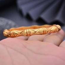 24k 1Pcs Gold Color Bamboo Bangles For women African bridal Bangles Bracelets  Gold wedding gifts Ethiopian Bangles jewellery 2024 - buy cheap