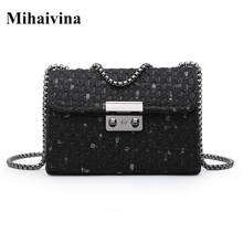 Mihaivina Weave Fashion Simple Small Square Bag Women's Designer Handbag 2019 Messenger Bag Chain Mobile Phone Shoulder Bags 2024 - buy cheap