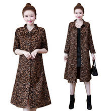 Women Trench Coat New 2020 Spring Autumn Leopard print Long Windbreaker Fashion Single-breasted Thin Slim Ladies Outerwear 5XL 2024 - buy cheap