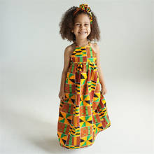 Vestido africano tradicional estampado infantil, vestido de longo comprimento com ombro de fora elegante, feminino, moda verão 2024 - compre barato