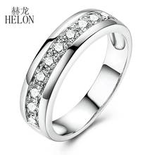Helon moissanite anel sólido 14k ouro branco redondo vvs/def cor 0.5ct laboratório crescido moissanite diamante feminino na moda anel de jóias finas 2024 - compre barato
