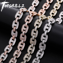 Topgl-colar de grelha cubana, 15mm, corrente com fio de zircônio cúbico, joias para homens, hip hop 2024 - compre barato