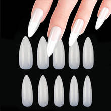 Saco para unhas de manicure com 100 peças/500 peças, pontas de unhas postiças de caixão natural/transparente, ponta de unhas postiças de manicure com meia tampa 2024 - compre barato