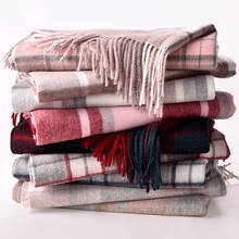 Winter Plaid Wool Scarf Neck Warmer Women Shawls,Wraps Thicken Pashmina Echarpe for Ladies Cashmere Large Scarves Foulard Femme 2024 - buy cheap