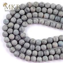 Dull Polish Matter Silvers Line Stone Natural Stone Round Beads For Jewelry Making Spacer Loose Beads 6/8/10mm Diy Bracelet 15" 2024 - buy cheap