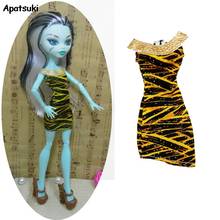 Amarelo zebra roupas vestido para monstro alta bonecas vestido de festa vestidos curtos uma peça vestidos para monstro boneca brinquedo do miúdo 2024 - compre barato