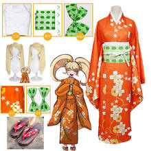 Anime super danganronpa 2 hiyoko saionji hiyoko kimono cosplay perucas traje sapatos vestido laranja kimono kostuums halloween 2024 - compre barato