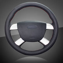 Trança de couro artificial costurada à mão para cobertura de volante para ford focus 2 1998-2019 kuga 1994-2006 2005 2024 - compre barato