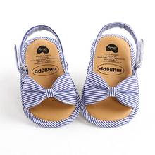 Newborn Toddler Baby Infant Shoes Cute Striped Kids Girl Summer Soft Sole Bow Sandal Shoes 0-18M 2024 - buy cheap