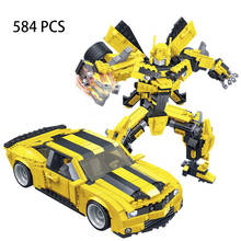 584pcs 2 in 1 Robot Transforms Car Model Building Blocks Set Bricks Assembled Figures Educational Kits Toys For Children Gift 2024 - buy cheap