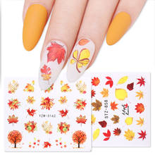 1 Sheet Nail Art Water Decals  Maple Leaf Tree Colorful Transfer Stickers Decals Autumn Theme Nail Decorations Sliders 2024 - buy cheap