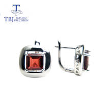 TBJ-pendientes de plata de primera ley y granate para mujer, aretes pequeños, plata esterlina 925, piedra Natural, piedra preciosa, color rojo oscuro, 7mm 2024 - compra barato