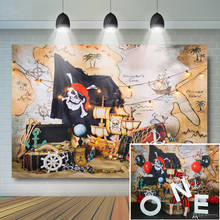 Boy's 1st Birthday Cake Smash Backdrop Photography Newborn Pirate Adventure Kids Portrait Map Vinyl Baby Childhood Photo Studio 2024 - buy cheap