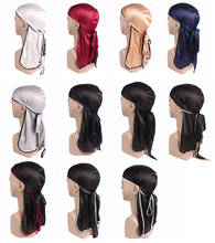 Silky Durag Men's Turban Cap Scarf Muslim Doo Rag Pirate Hat  Women Headwear Breathable Hip Hop Hair Accessories Wholesale 2024 - buy cheap