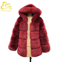 Abrigo de piel sintética para mujer, chaqueta con capucha gruesa de piel de zorro de Color puro, talla grande S-3XL 2024 - compra barato