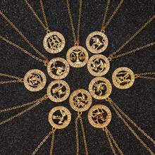 VKME Zodiac Necklace Pendant Gold Chain Necklaces For Women Female Models 12 Constellation Leo Aries Necklace Fashion Jewelry 2024 - buy cheap