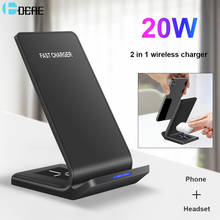 20W Fast 2 in 1 Qi Wireless Charger Stand For iPhone 12 11 XR XS X 8 Airpods Pro Samsung S21 S20 S10 Buds Charging Dock Station 2024 - buy cheap