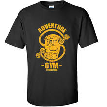 Camiseta engraçada masculina adventure time academia jake, camiseta 100% algodão deadlift, musculação, camisetas extensas para homens 2024 - compre barato