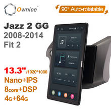 Tesla-sistema multimídia para autos, 13.3 polegadas, android 10.0, dvd, rotação automática, para honda jazz 2 gs fit 2 2005-2012, rádio, navegação gps 2024 - compre barato