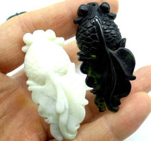 Piedra Natural china tallada a mano, estatua de amuleto de pescado, colgante para fabricación de joyas diy, accesorios para collares, venta al por mayor 2024 - compra barato